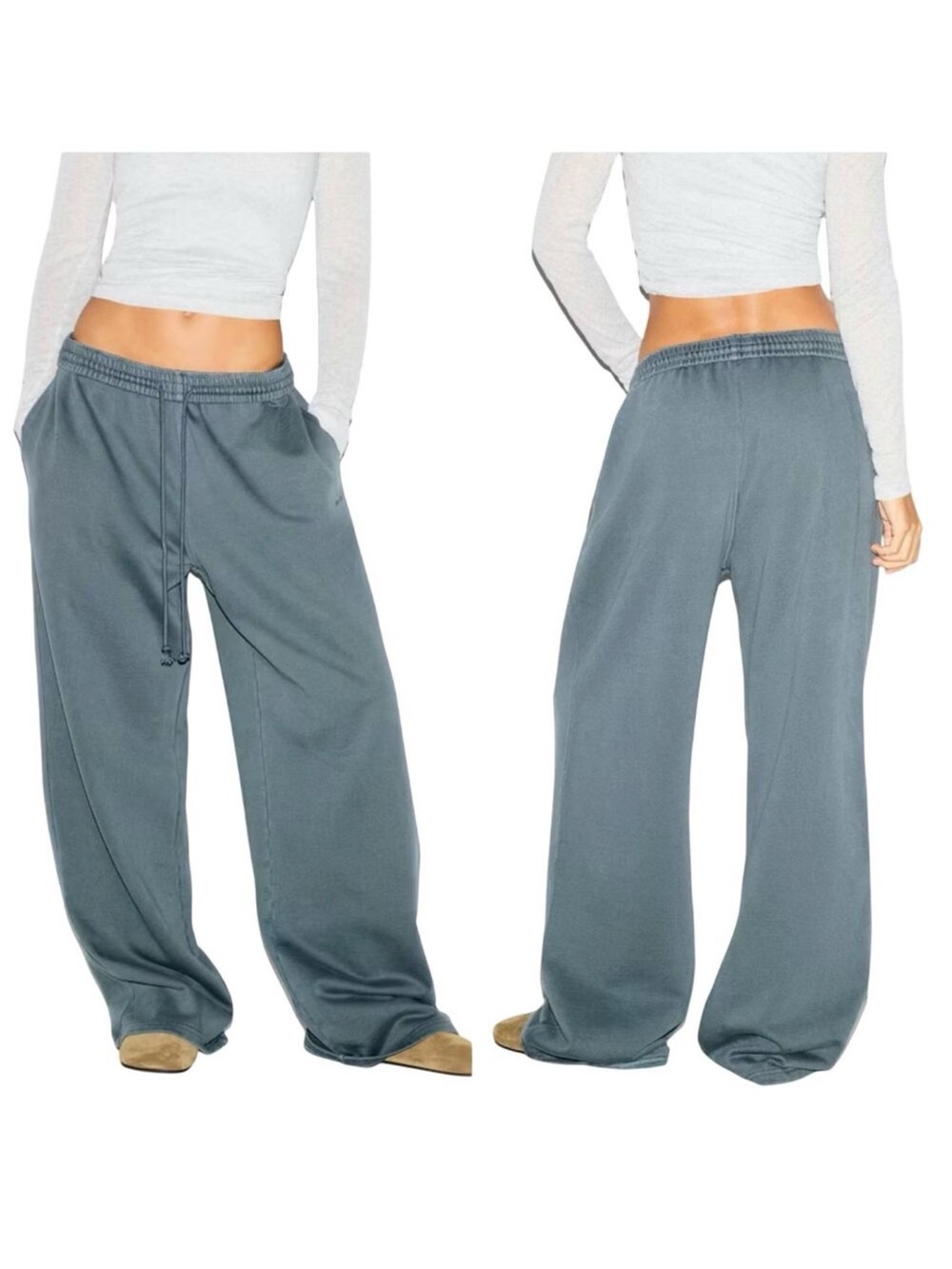 SKIMS Heavy Cotton Wide Leg Drawstring Lounge Pants in Kyanite